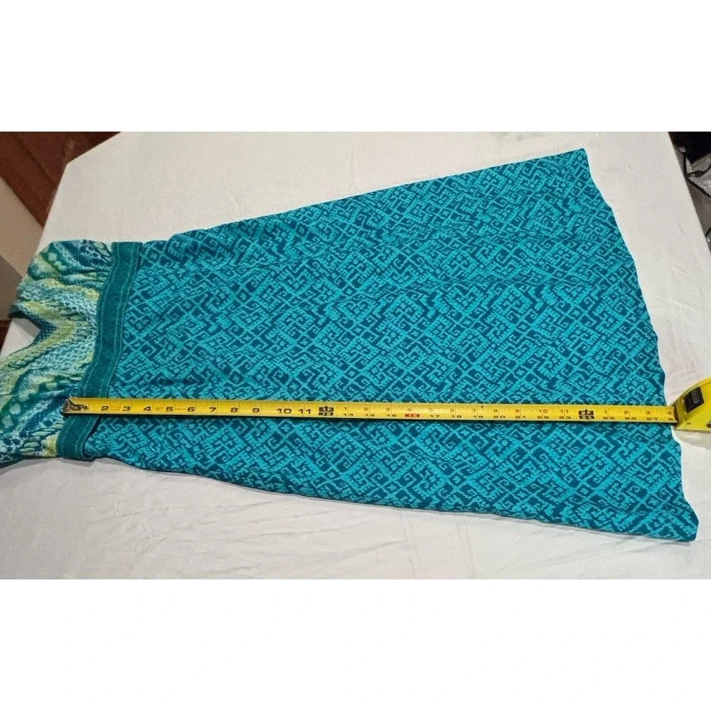 Athleta Pack Everywhere V Neck Halter Dress Turquoise Teal Geometric Design Sz 8